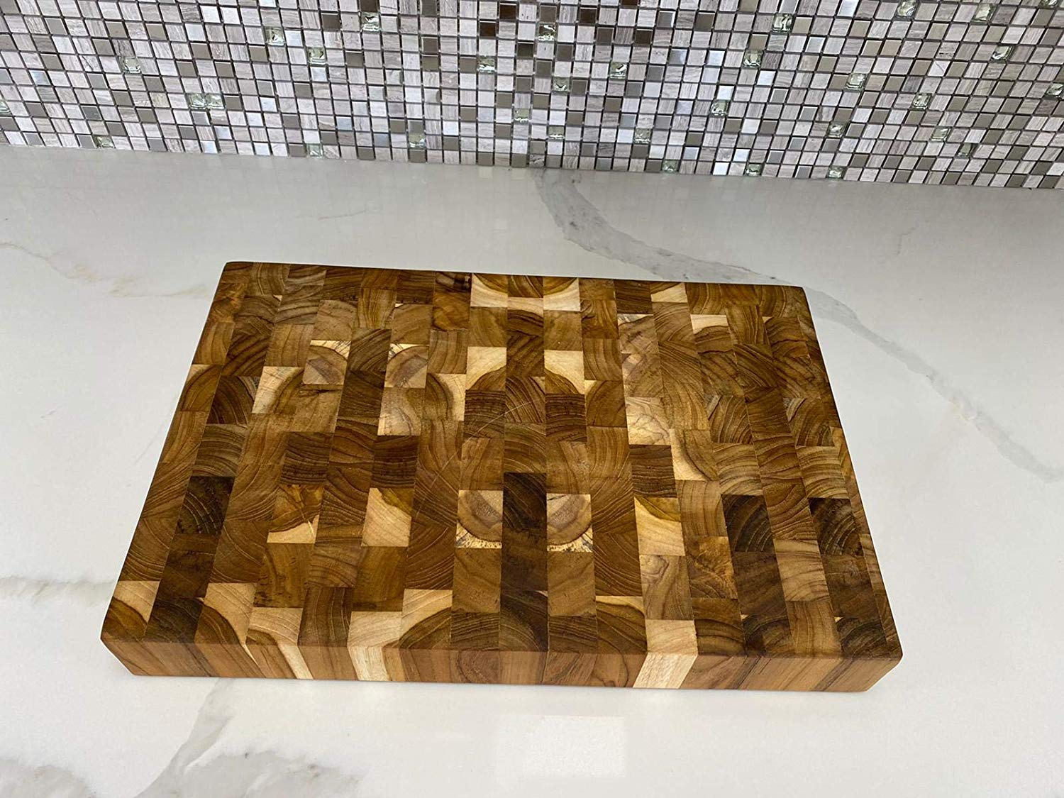 Ala Teak Wood Premium Rectangle End Grain Cutting Board Large Heavy Duty Butcher Block