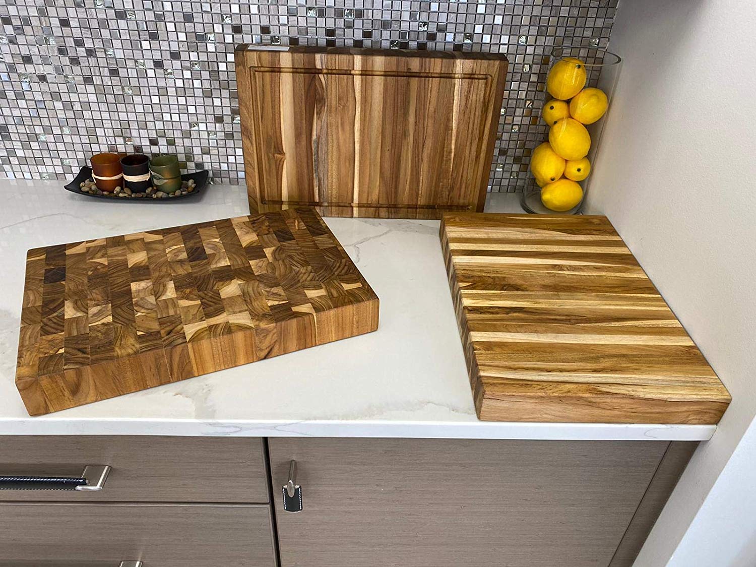 Ala Teak Wood Premium Rectangle End Grain Cutting Board Large Heavy Duty Butcher Block