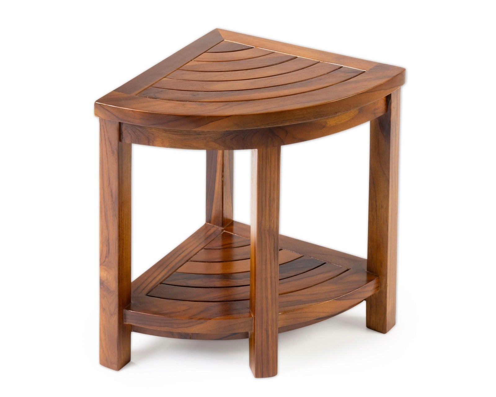 ALATEAK Corner Wood Bath Spa Shower Stool Table Bench Shelf Storage Fully Assembled