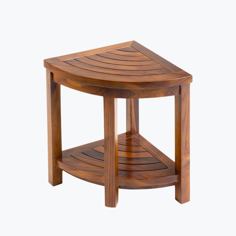 ALATEAK Corner Wood Bath Spa Shower Stool Table Bench Shelf Storage Fully Assembled