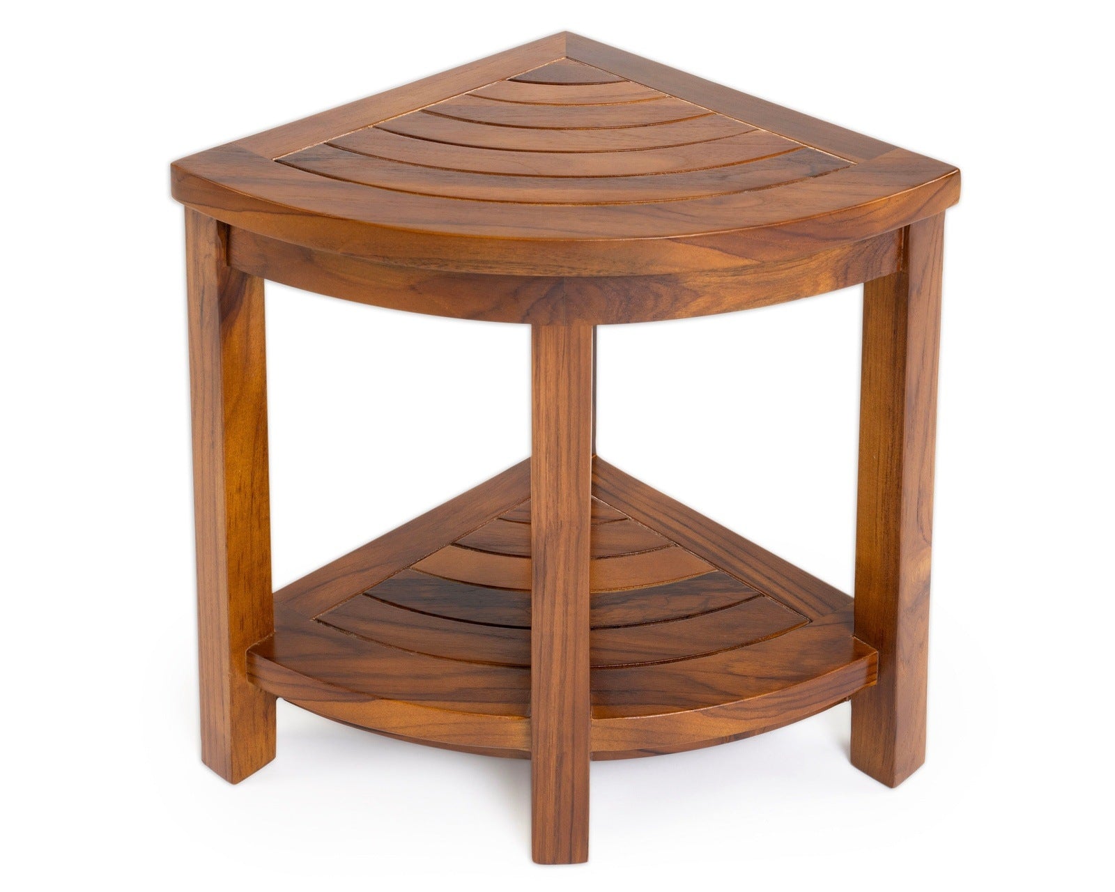 ALATEAK Corner Wood Bath Spa Shower Stool Table Bench Shelf Storage Fully Assembled