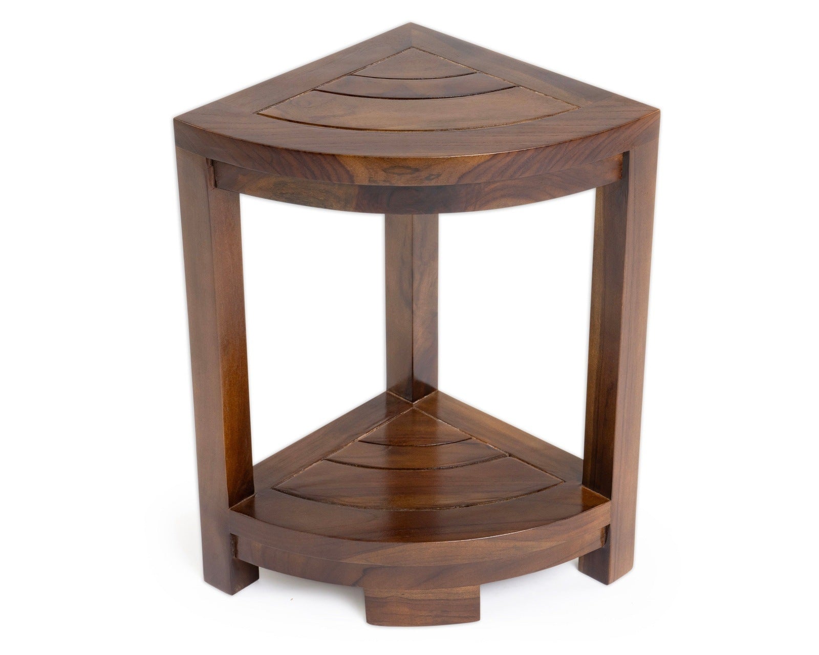ALA TEAK Corner Teak Wood Bath Spa Shower Stool Corner Table Bench Stool Fully Assembled