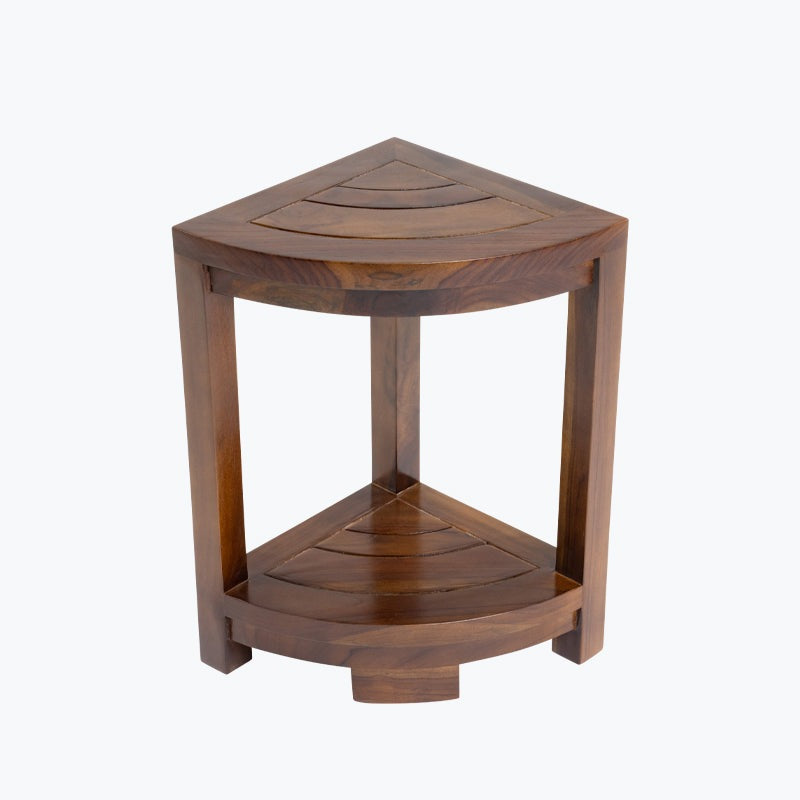 ALA TEAK Corner Teak Wood Bath Spa Shower Stool Corner Table Bench Stool Fully Assembled