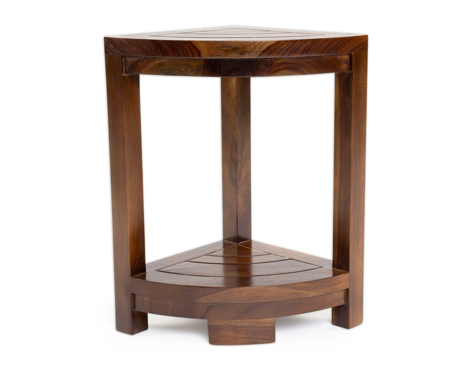 ALA TEAK Corner Teak Wood Bath Spa Shower Stool Corner Table Bench Stool Fully Assembled