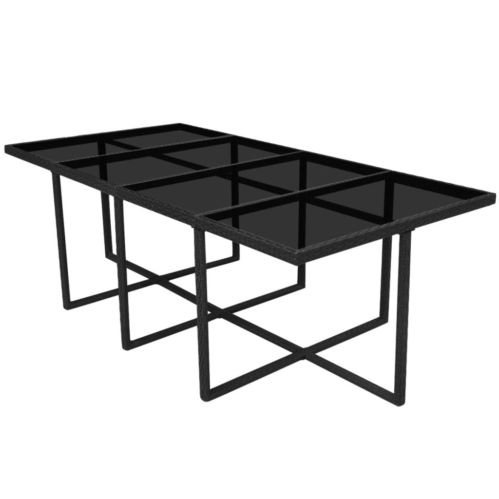 Outdoor Dinning Set 37 Pieces Black Poly Rattan
