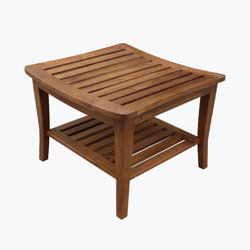 Ala Teak Indoor Outdoor Patio Garden Yard Bath Shower Spa Waterproof Stool Bench Fully Assembled
