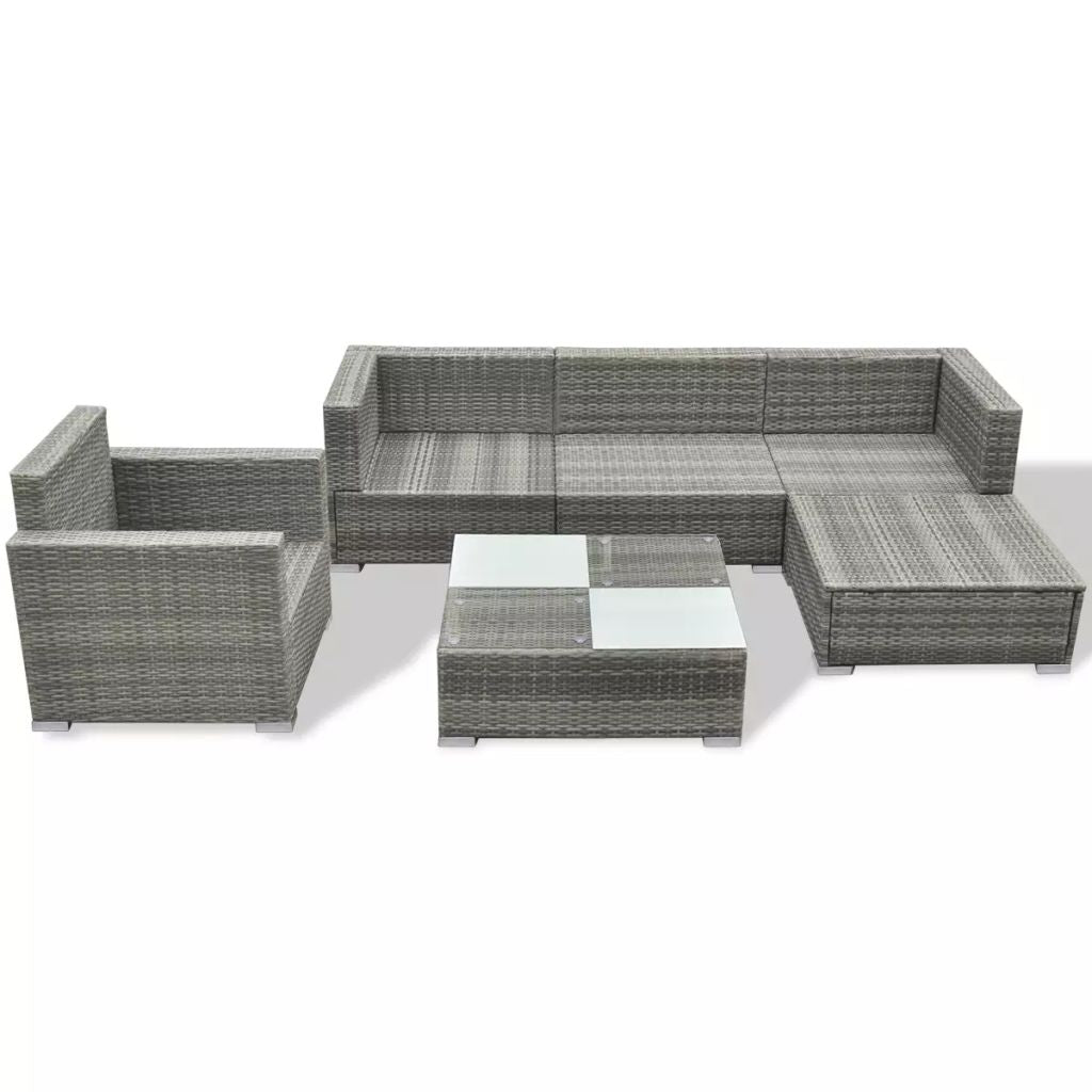 Garden Sofa Set 17 Pieces Poly Rattan Gray