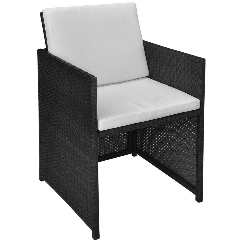 Outdoor Dinning Set 37 Pieces Black Poly Rattan