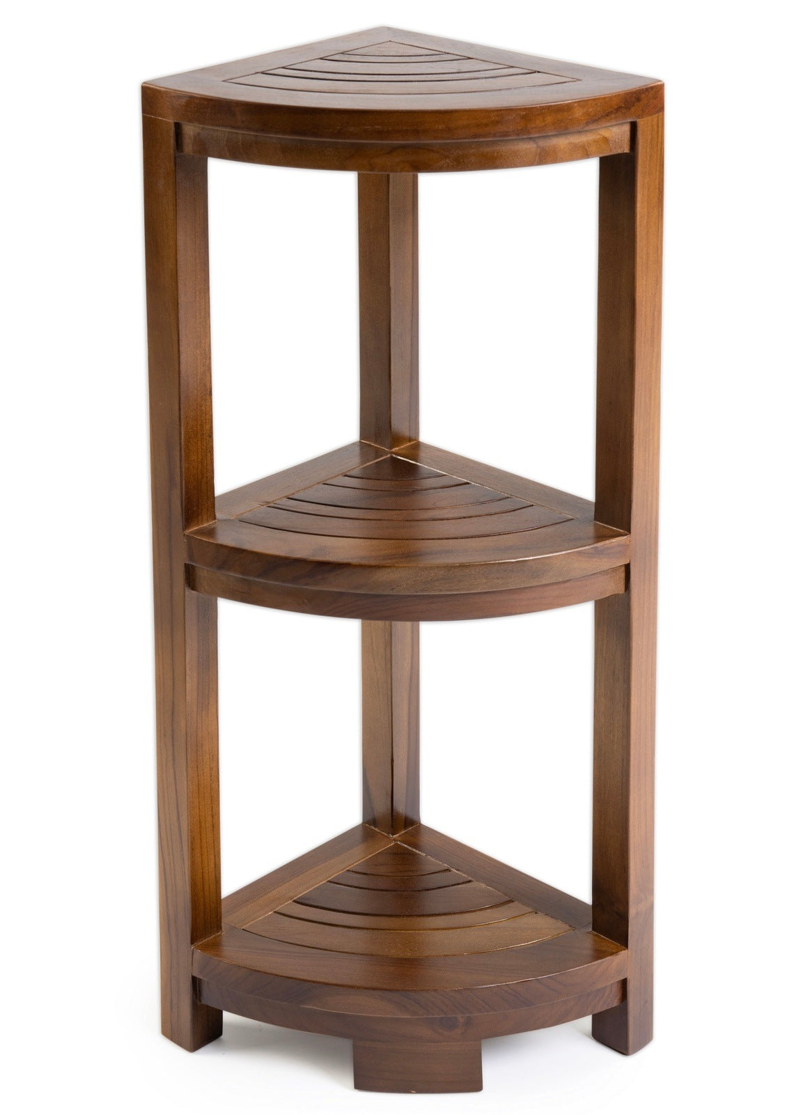 ALA TEAK Corner Teak Wood Bath Spa Shower Stool Corner Shelf Storage Fully Assembled