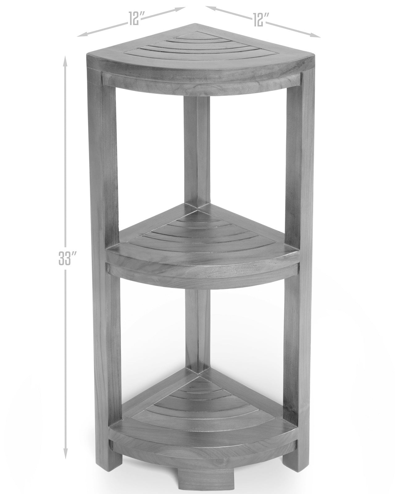 ALA TEAK Corner Teak Wood Bath Spa Shower Stool Corner Shelf Storage Fully Assembled