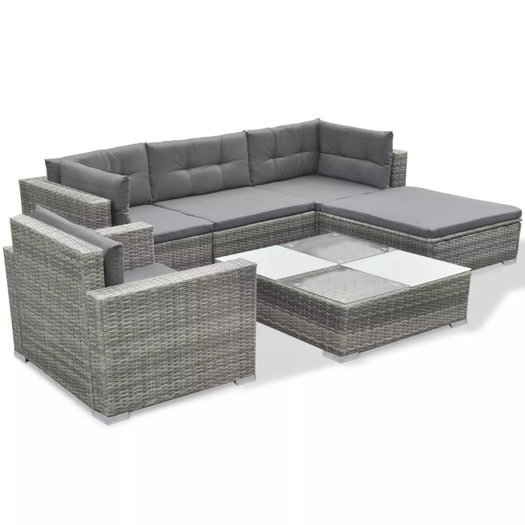 Garden Sofa Set 17 Pieces Poly Rattan Gray
