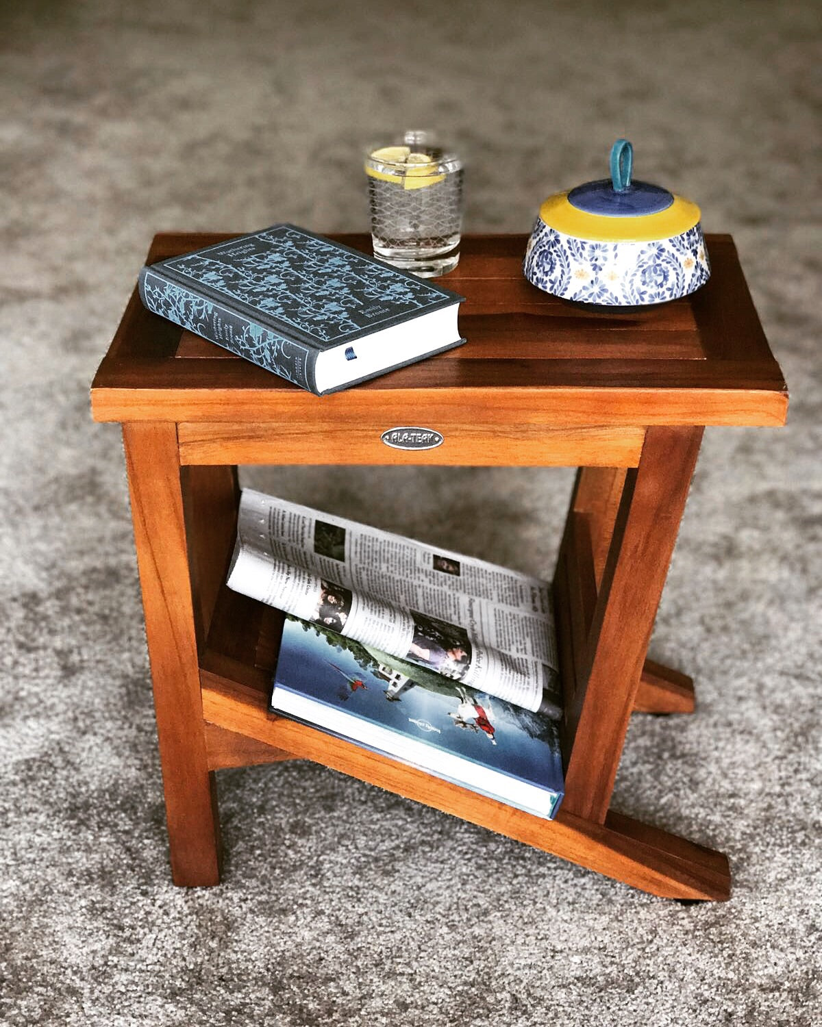 Ala Teak Wood Patio Garden Indoor Outdoor Yard Coffee Side Table Waterproof Fully Assembled Bath Spa Shower Shelf Storage