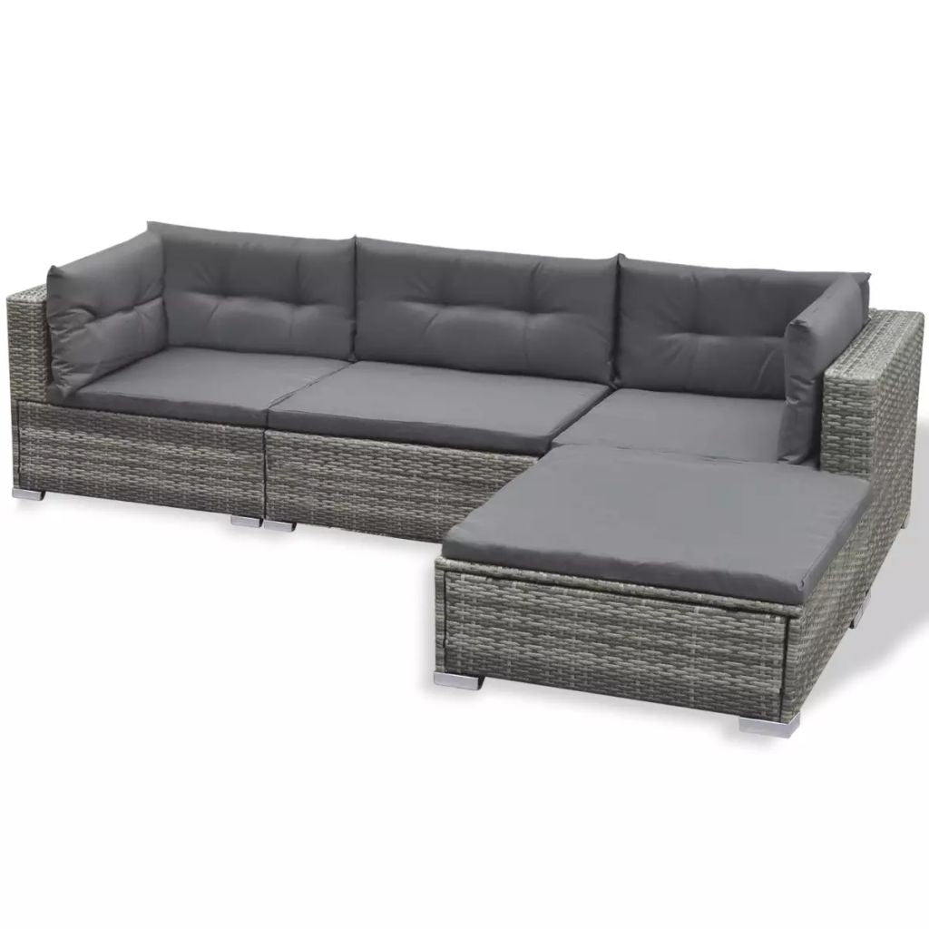 Garden Sofa Set 17 Pieces Poly Rattan Gray