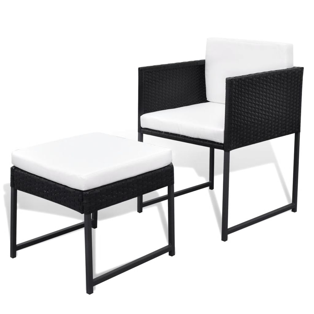 Outdoor Dining Set 33 Pieces Poly Rattan Black