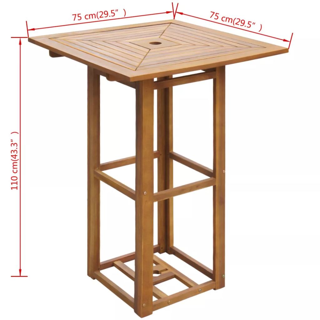 Outdoor Bar Set 3 Pieces Acacia Wood
