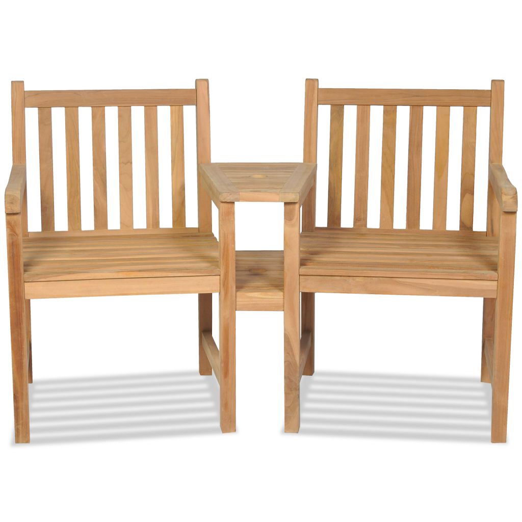 Outdoor Chairs 2 pcs Teak with Parasol Hole