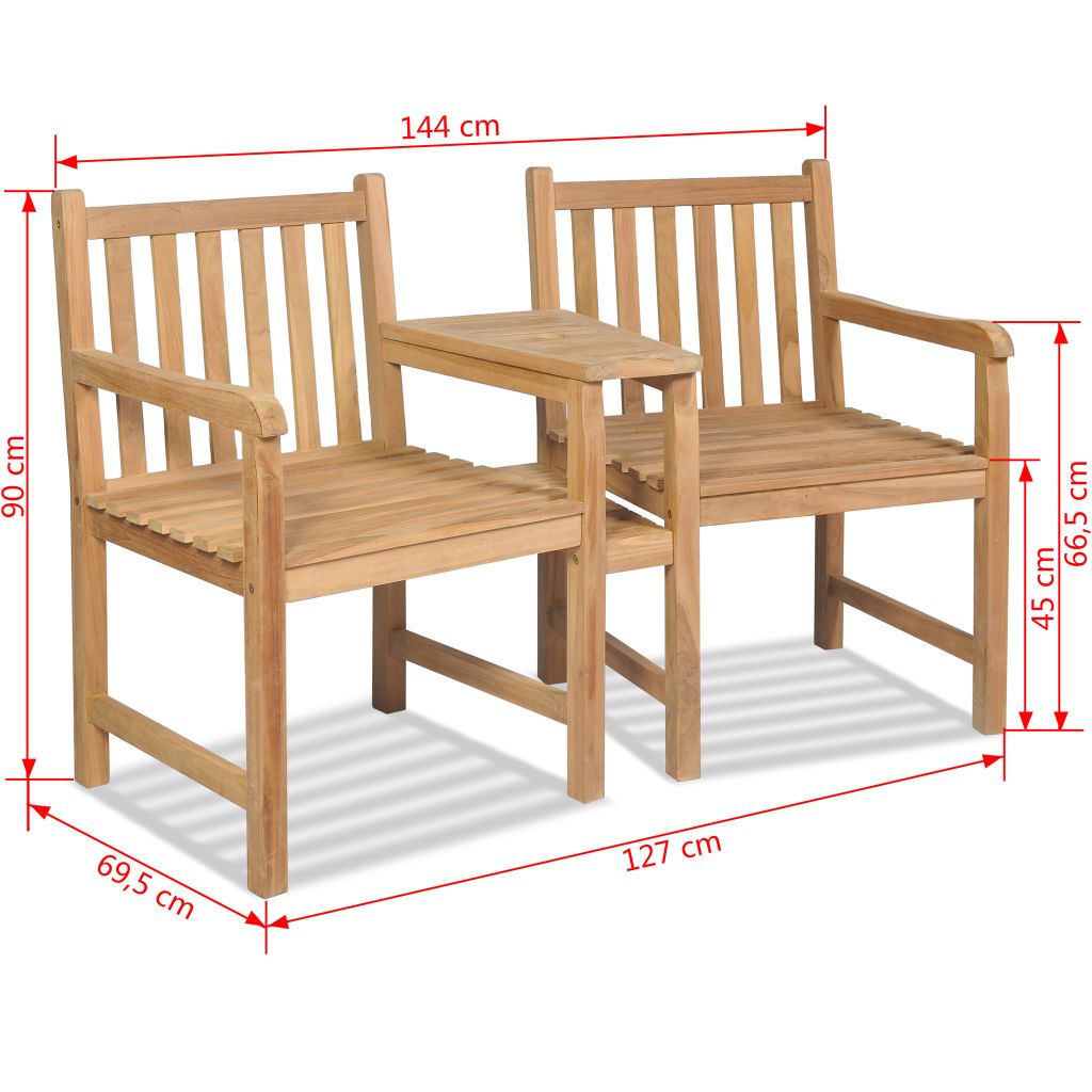 Outdoor Chairs 2 pcs Teak with Parasol Hole