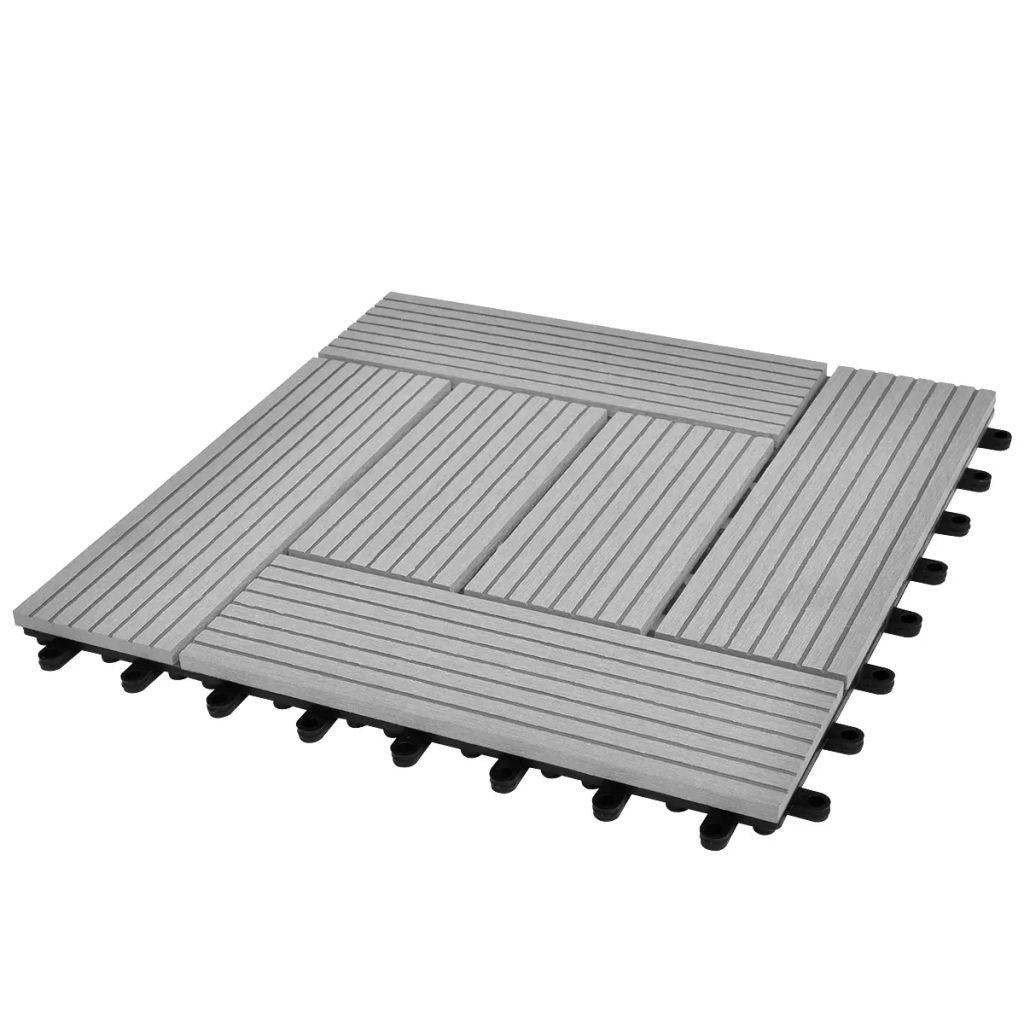 Grey 11 pcs 30 x 30 cm Decking Tiles WPC 1 sqm