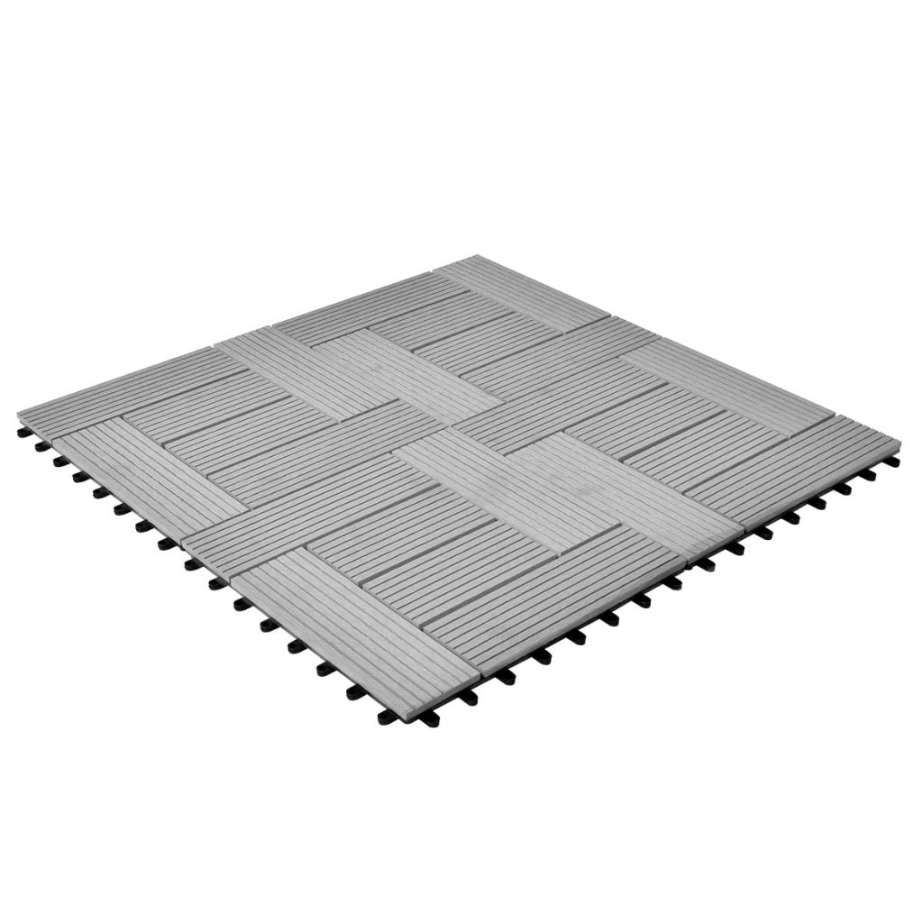 Grey 11 pcs 30 x 30 cm Decking Tiles WPC 1 sqm