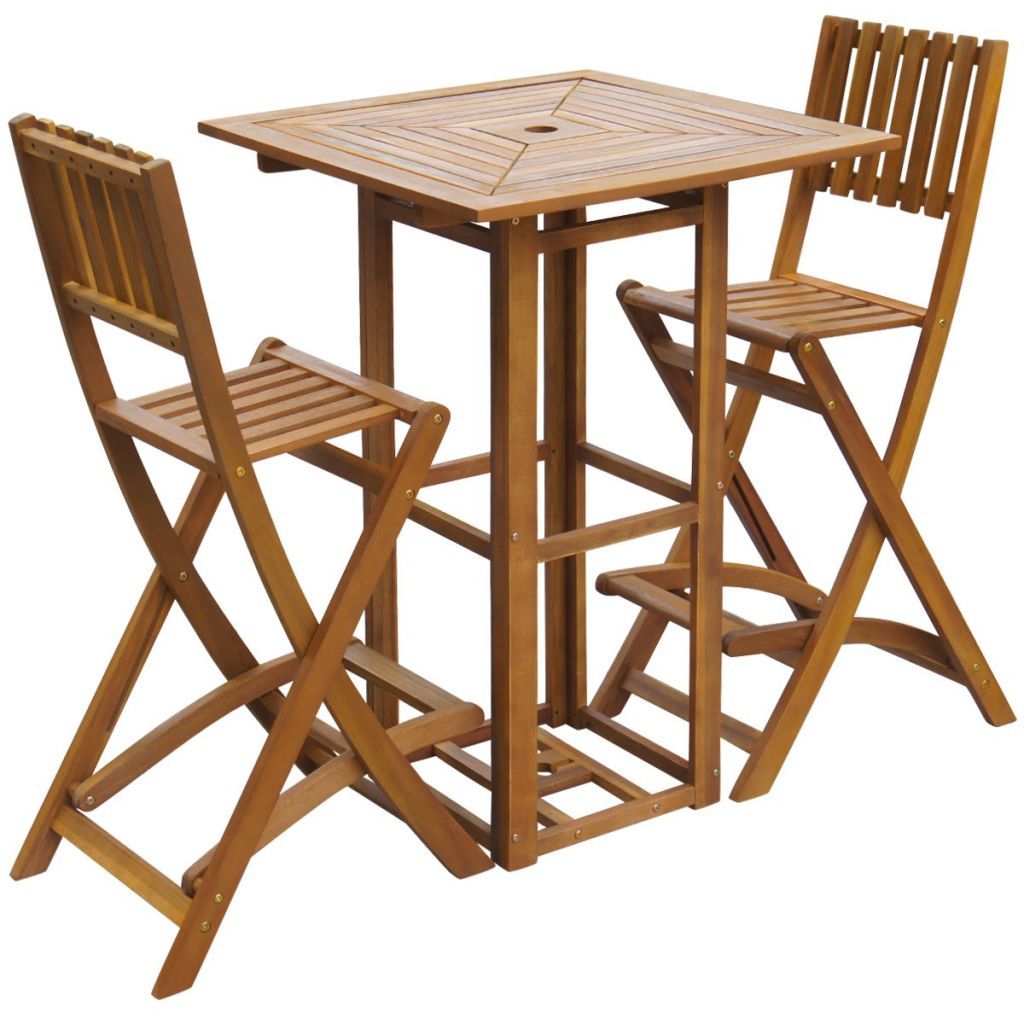 Outdoor Bar Set 3 Pieces Acacia Wood