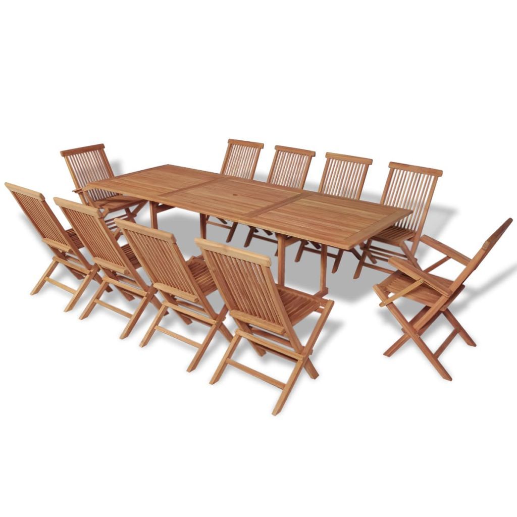 Outdoor Dining Set 11 Pieces Teak