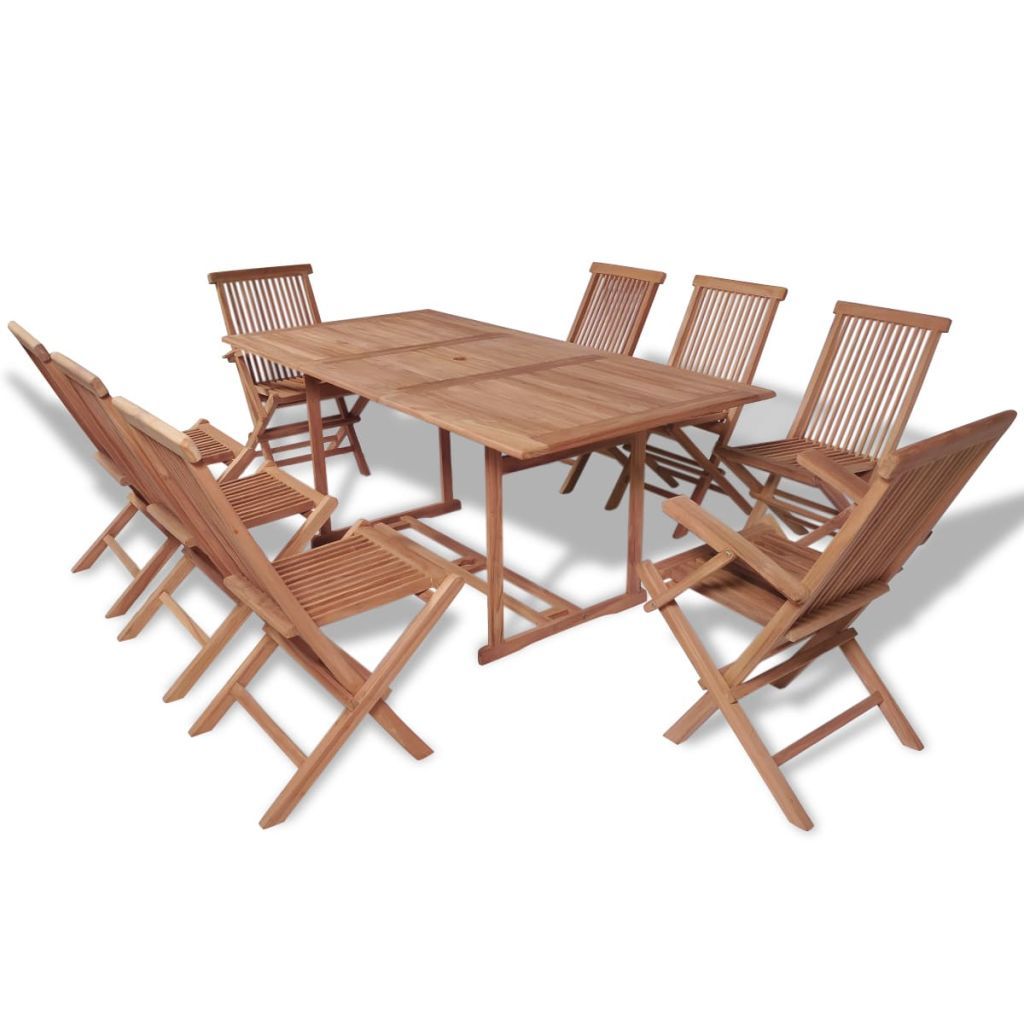 Outdoor Dining Set 9 Pieces Teak