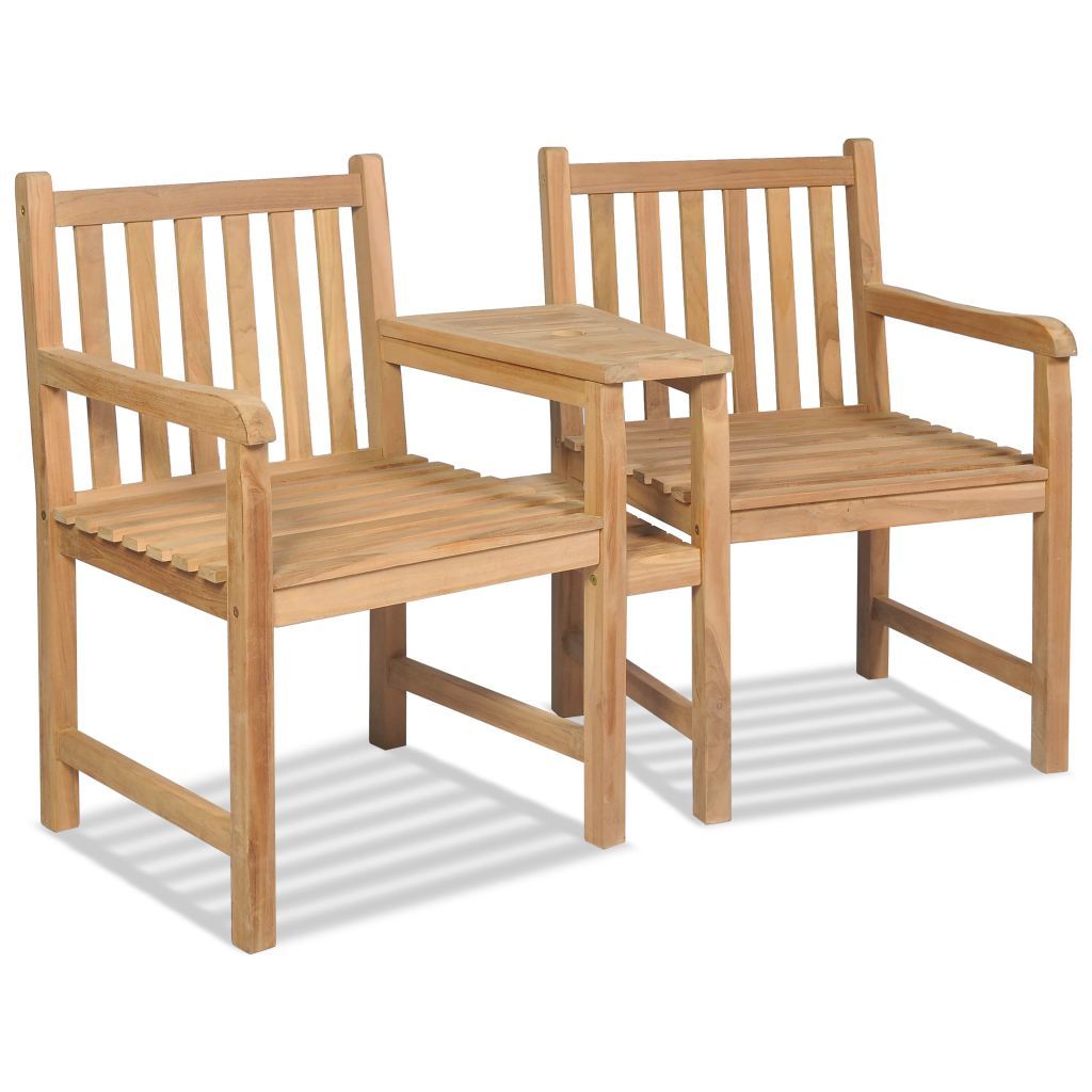 Outdoor Chairs 2 pcs Teak with Parasol Hole