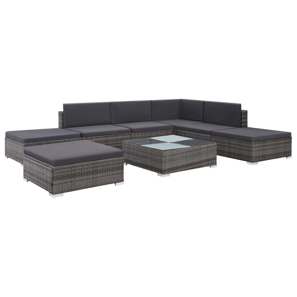 Outdoor Sofa Set 20 Pieces Poly Rattan Grey