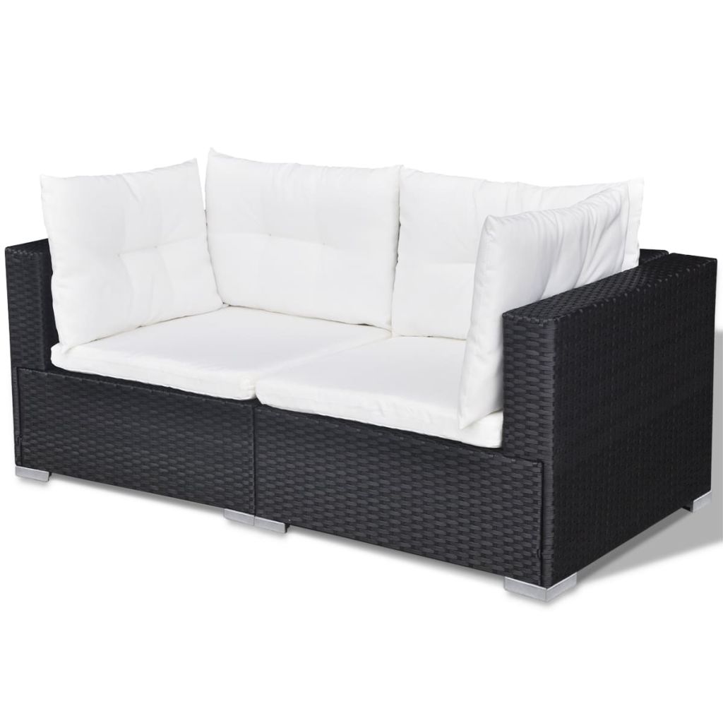 Garden Sofa Set 32 Pieces Poly Rattan Black