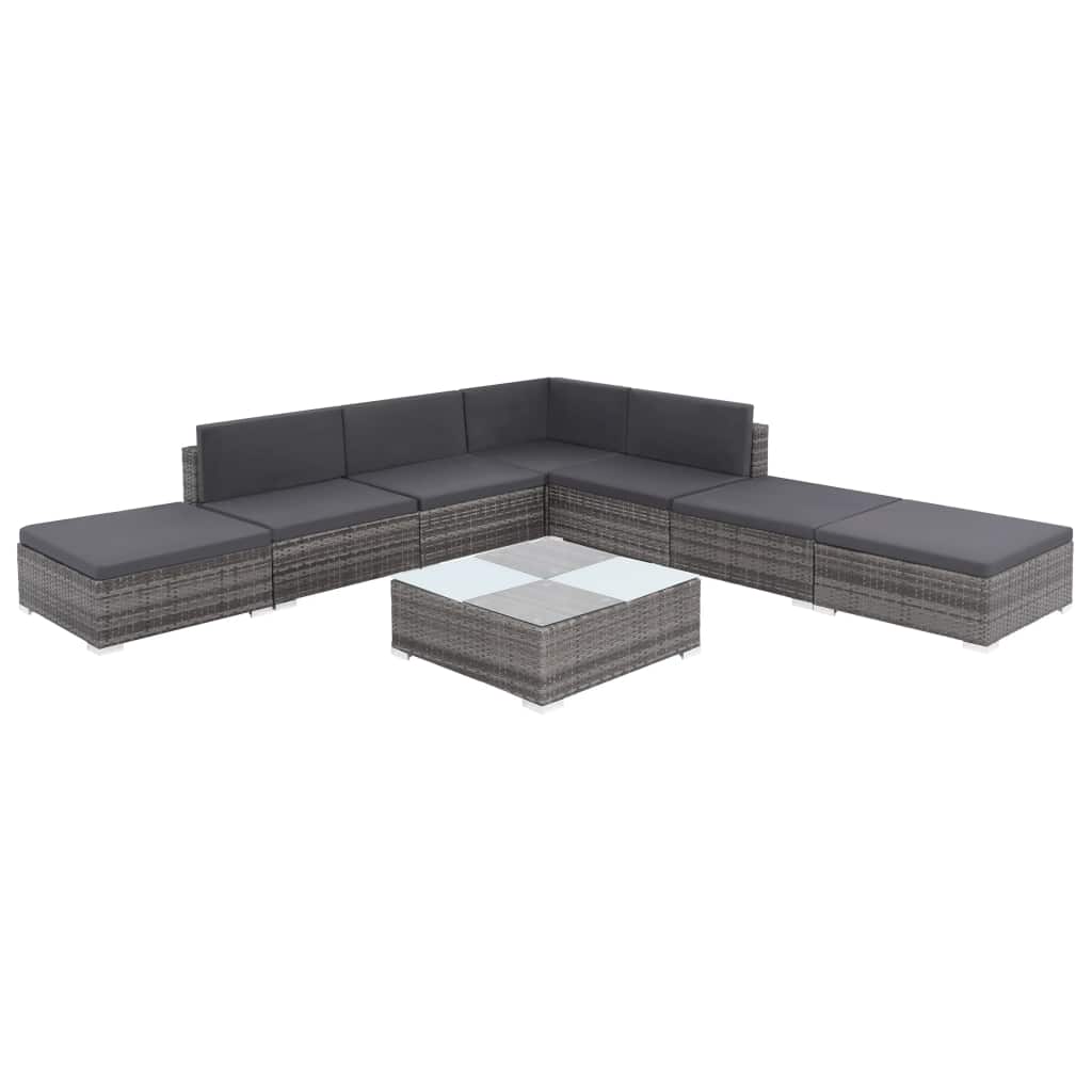 Outdoor Sofa Set 20 Pieces Poly Rattan Grey
