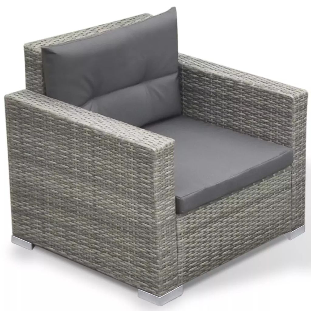 Garden Sofa Set 17 Pieces Poly Rattan Gray