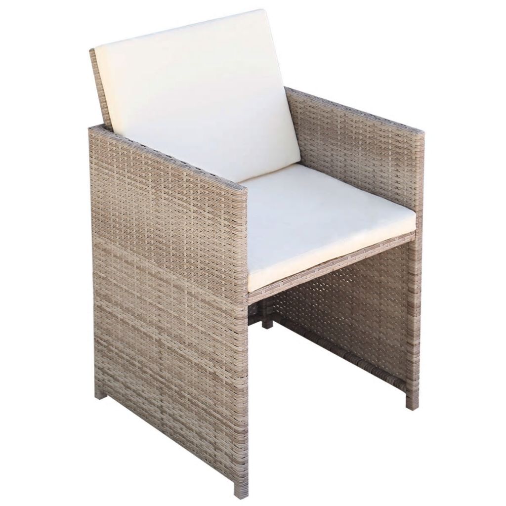 Outdoor Dinning Set 33 Pieces Grey/Beige Poly Rattan