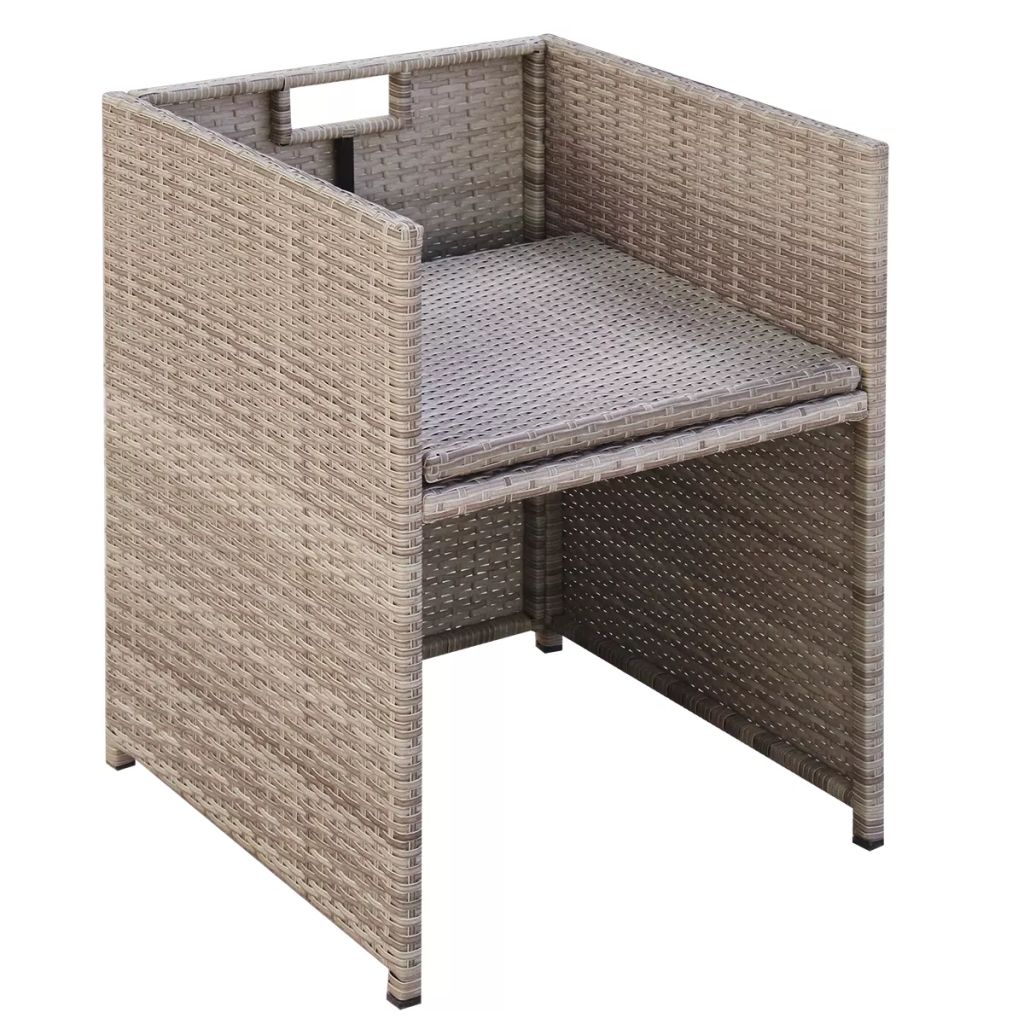 Outdoor Dinning Set 33 Pieces Grey/Beige Poly Rattan