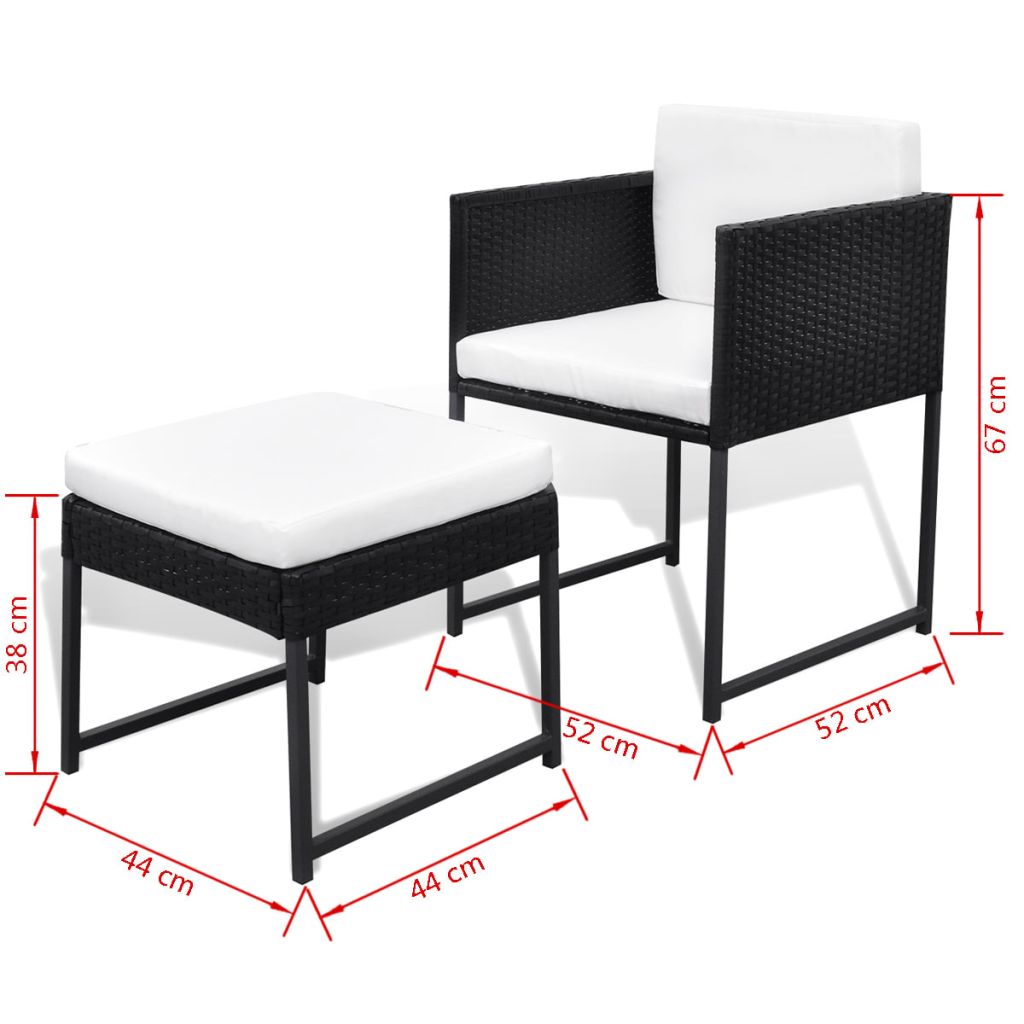 Outdoor Dining Set 33 Pieces Poly Rattan Black