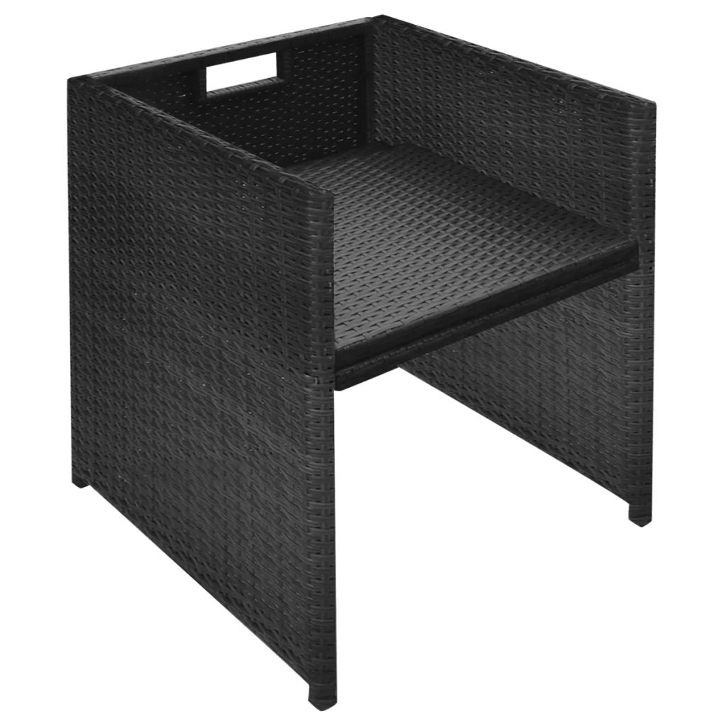 Outdoor Dinning Set 37 Pieces Black Poly Rattan