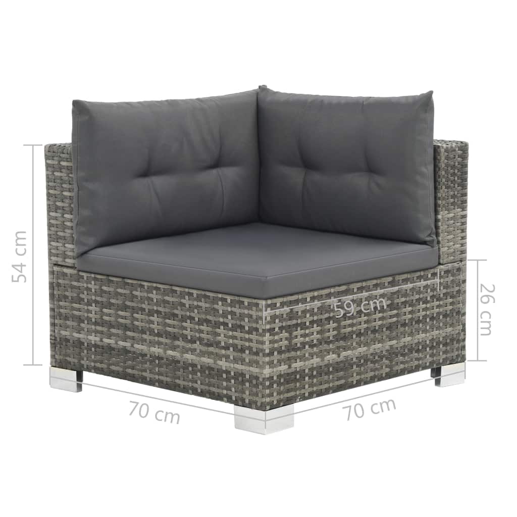 Outdoor Sofa Set 28 Pieces Poly Rattan Grey