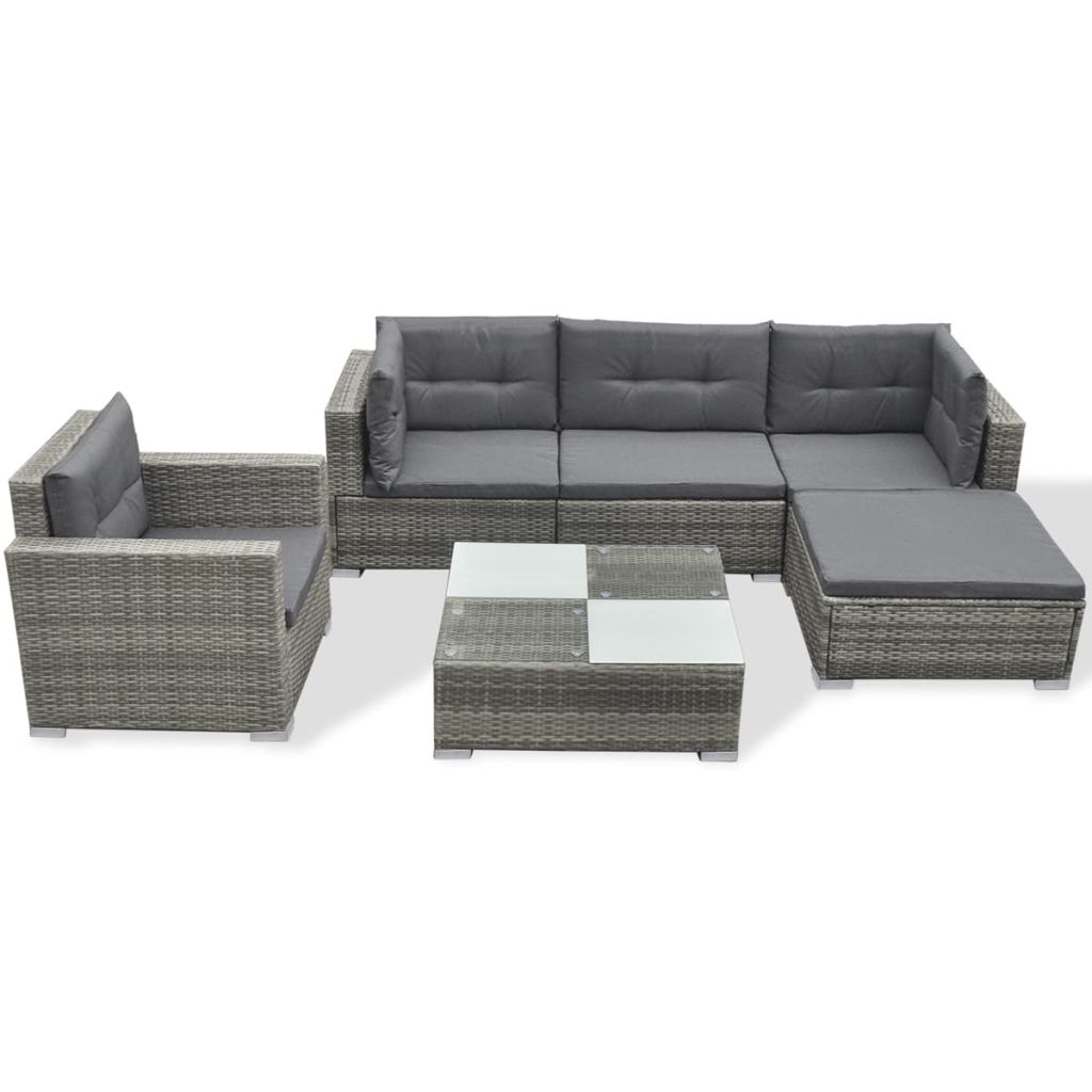 Garden Sofa Set 17 Pieces Poly Rattan Gray