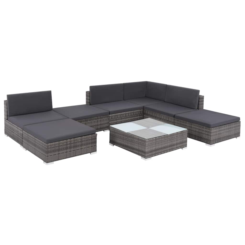 Outdoor Sofa Set 20 Pieces Poly Rattan Grey