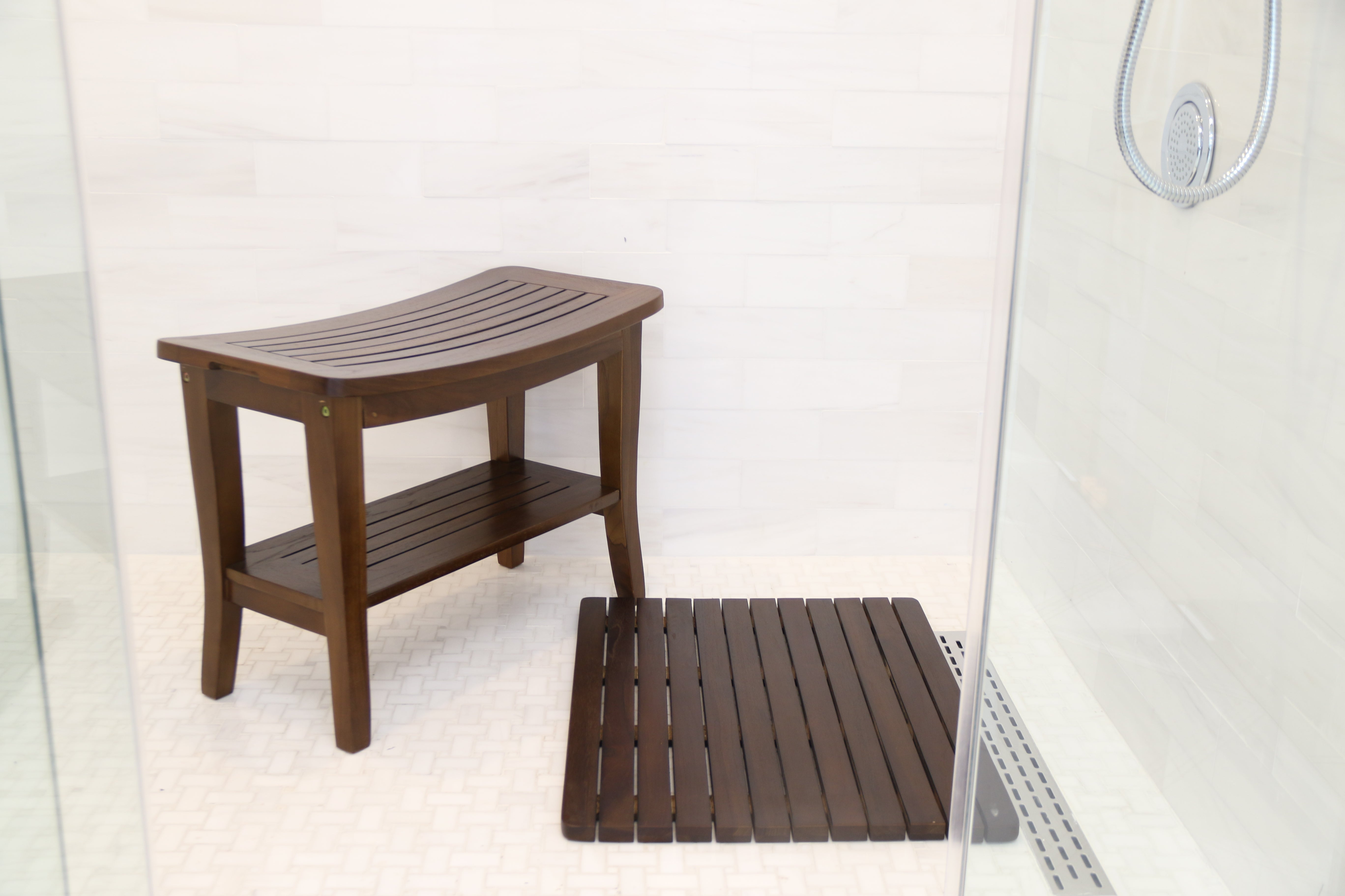 AlaTeak Brooklyn2 Corner Bath Shelf Shower Bench Fully Assembled – ALA TEAK