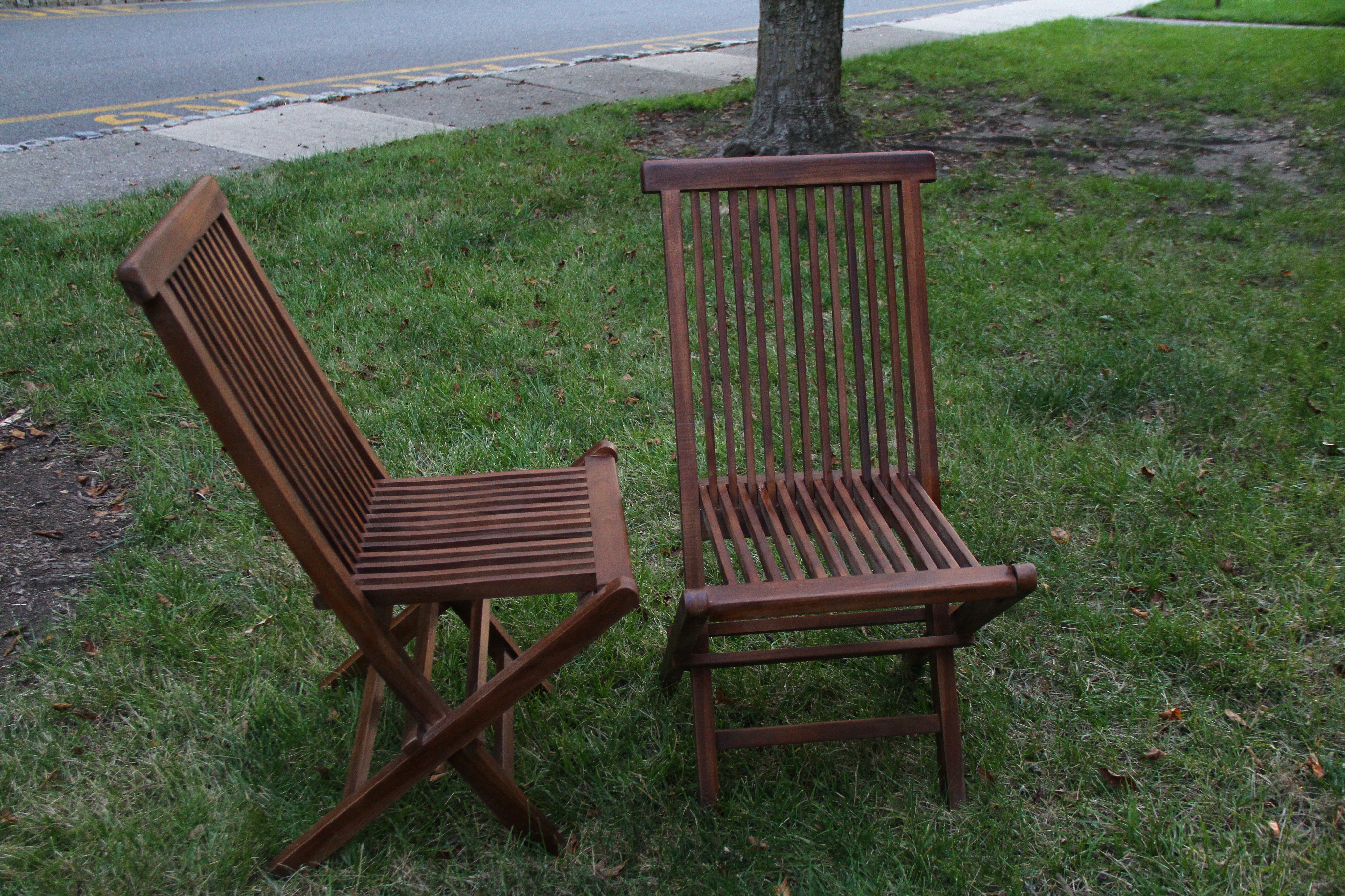 Ala Teak Wood indoor Outdoor Patio Garden Yard Folding Chair Seat Teak Chair Set Dark (2 chairs)