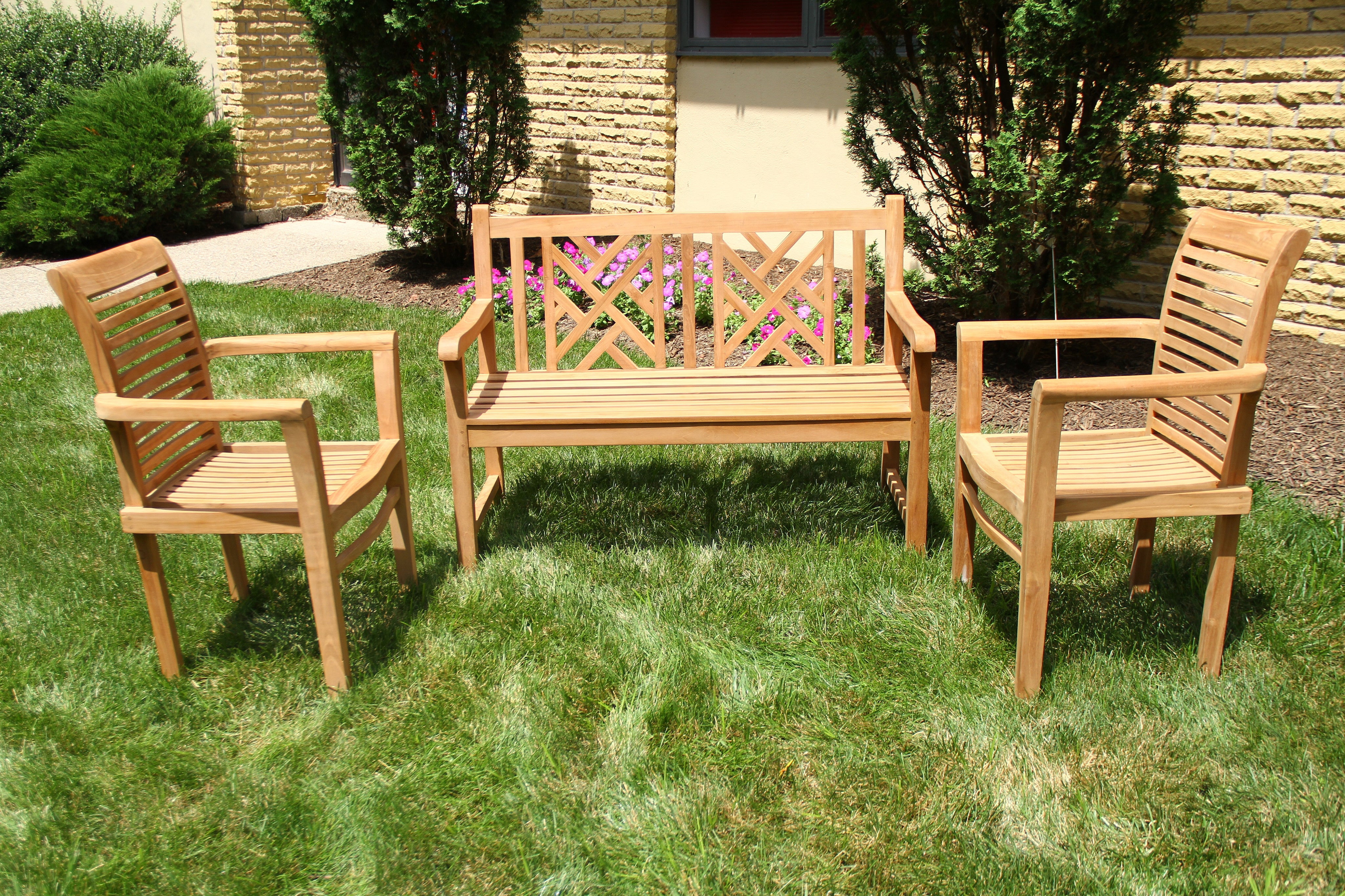 Ala Teak Wood Patio Garden Teak Chair (2 chairs)