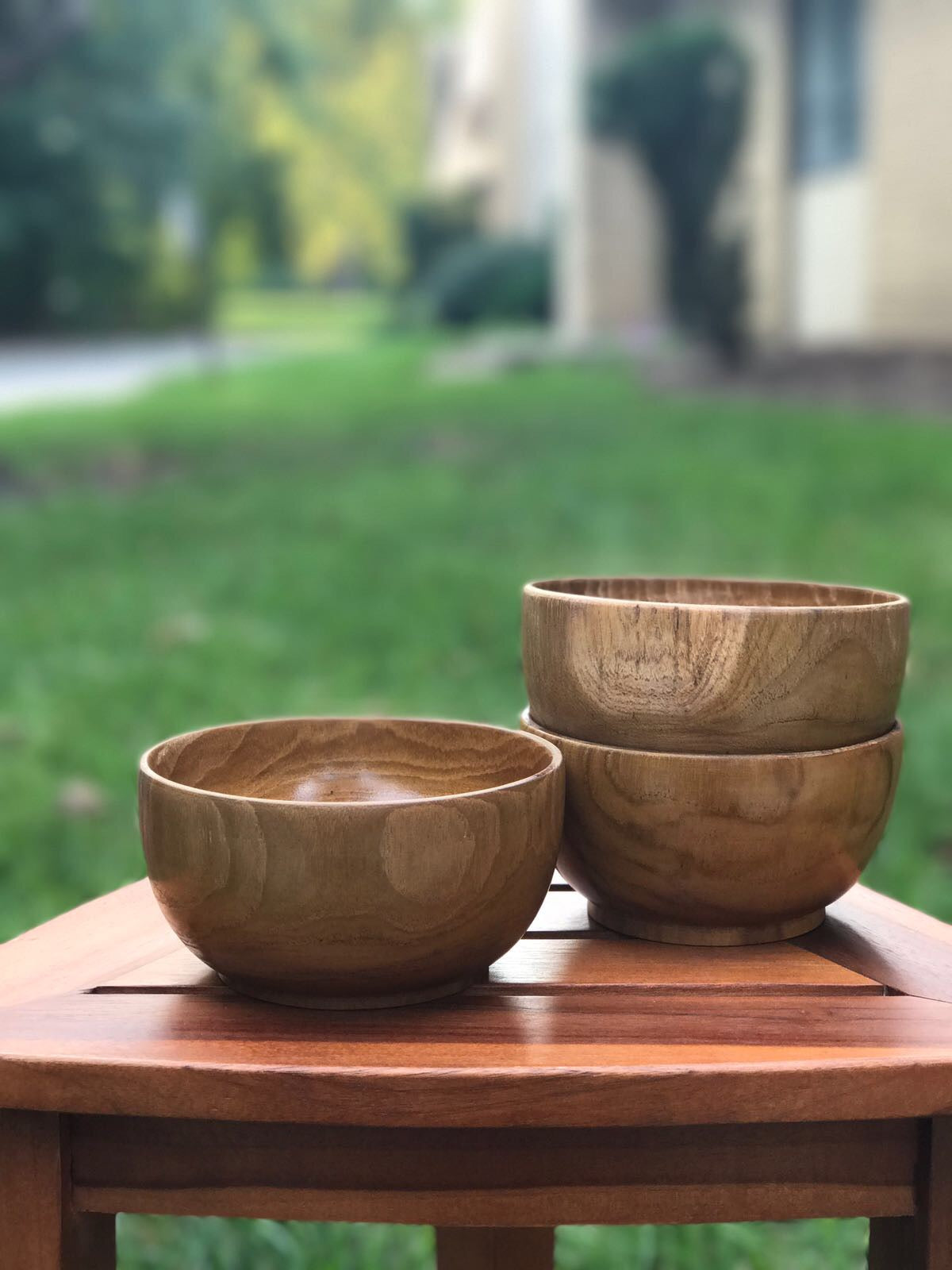 Ala Teak Wood Unbreakable Kitchen Soup Salad Cup Bowl Plate Set of 2