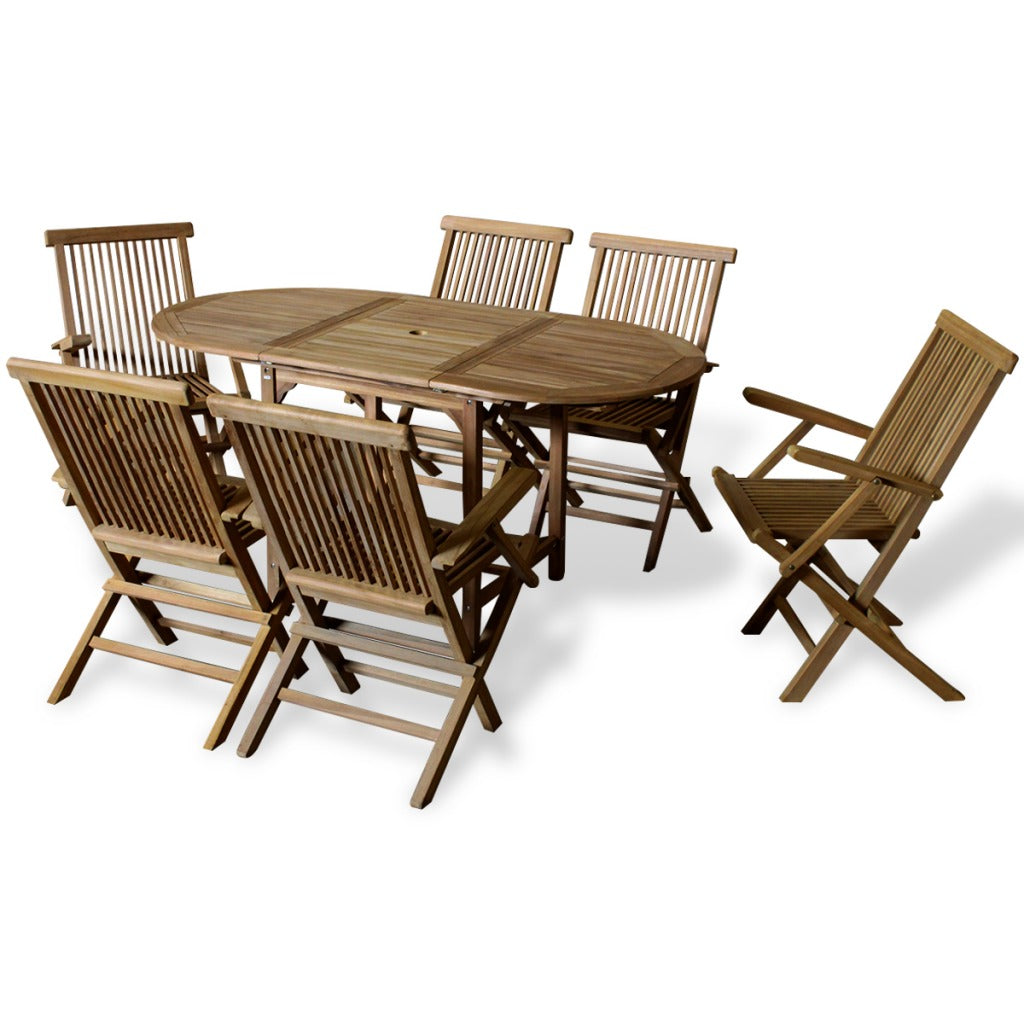 Outdoor Dining Set 7 Pieces Teak with Extendable Table
