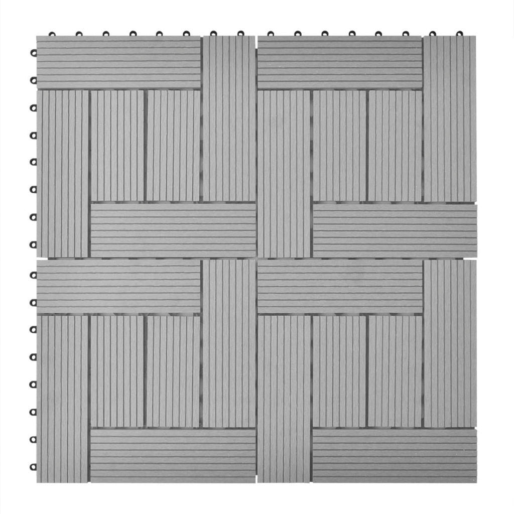 Grey 11 pcs 30 x 30 cm Decking Tiles WPC 1 sqm