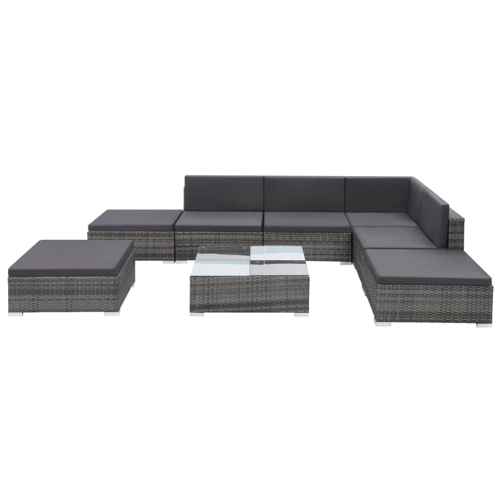 Outdoor Sofa Set 20 Pieces Poly Rattan Grey